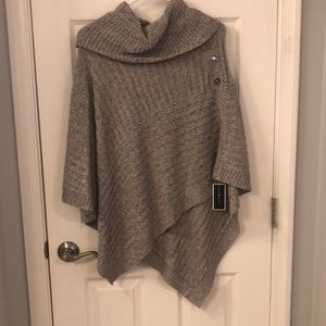 Brand new W tags, beige/white knitted poncho. L/XL